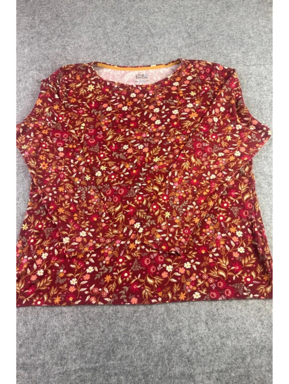 Croft & Barrow L Floral Print 100% Cotton Short Sleeve Tee
